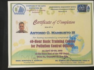Pollution Control Certificate